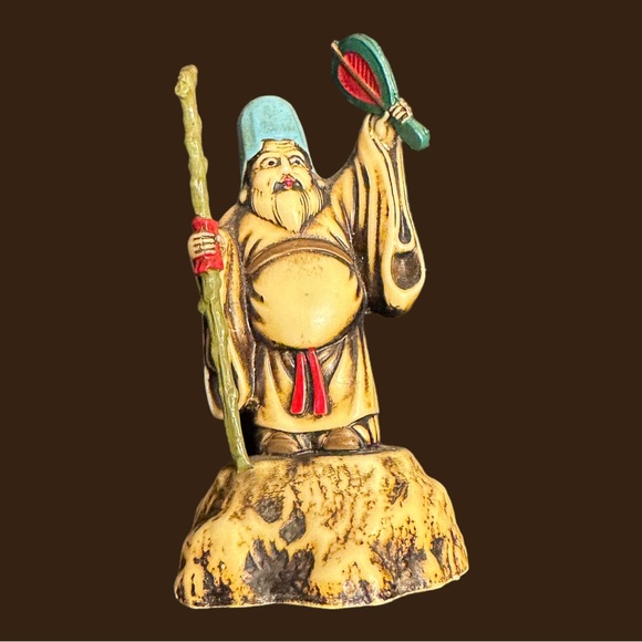 SET OF 7 VINTAGE JAPANESE GODS OF FORTUNE DEITIES FIGURINES - Picture 6 of 12